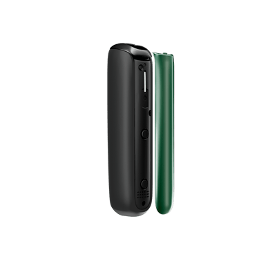 Přední panel Ploom AURA Amazon Green – boční pohled, oddělený od zařízení