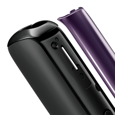 Detailní pohled na přední panel Ploom AURA Lavender, oddělený od zařízení