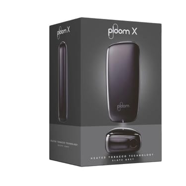 Ploom X Advanced slate grey balení - pohled z přední a levé strany