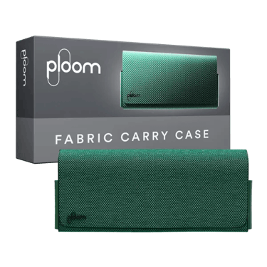 Ploom X zelené textilní přenosné pouzdro green a jeho balení - pohled z přední strany