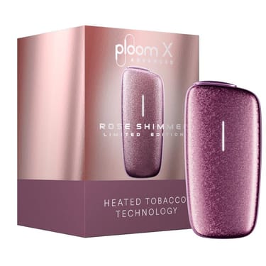Ploom X Advanced rose shimmer balení - pohled zepředu a z levé strany
