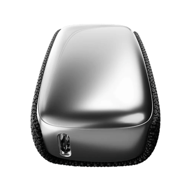 Stříbrný Ploom X černý textilní zadní panel black - pohled z vnitřní strany na šířku zařízením uvnitř