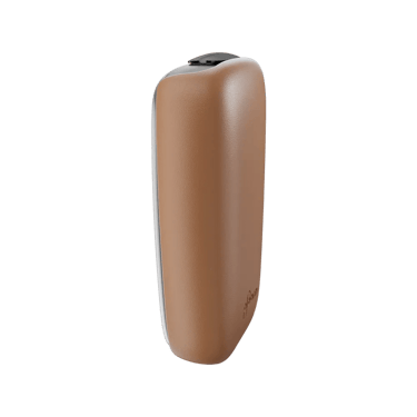 Ploom X hnědý kožený zadní panel brown - pohled z boční levé strany