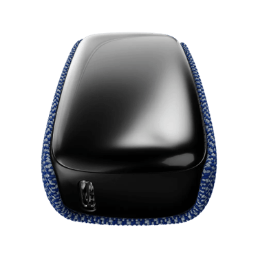 Černý Ploom X Advanced modrý textilní zadní panel blue - pohled z vnitřní strany na šířku se zařízením uvnitř