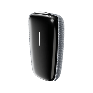 Černý Ploom X Advanced šedý textilní zadní panel grey - pohled z vnitřní strany na délku se zařízením uvnitř