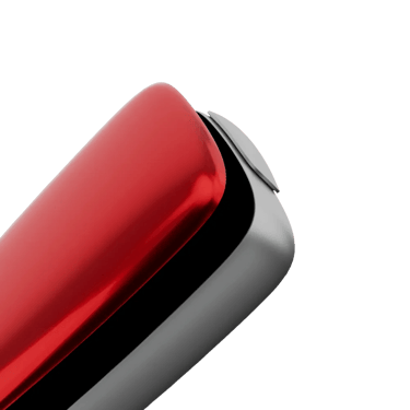 Ploom X červený přední panel v barvě lava red - detailní záběr
