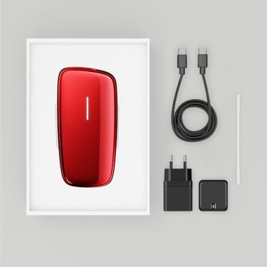 Příslušenství Ploom X - červevný Ploom X Advanced Special Edition Red by Ora ïto, usb kabel, čisticí tyčinka a adaptér 