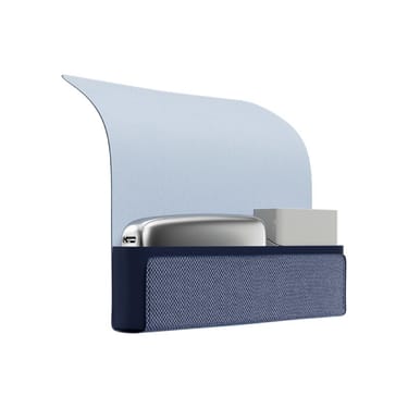 Ploom X modré textilní přenosné pouzdro blue otevřené se zařízením a náplněmi uvnitř - bílé pozadí
