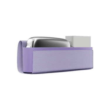 Ploom X fialové textilní přenosné pouzdro lavender otevřené se dvěmi kapsami uvnitř