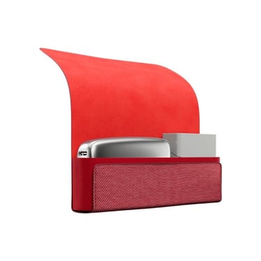 Ploom X červené textilní přenosné pouzdro red otevřené se zařízením a náplněmi uvnitř