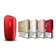 Startovací sada Ploom X Advanced - Special Edition Red zařízení a Camel krabičky náplní Gold, Silver, Tan a Burgundy