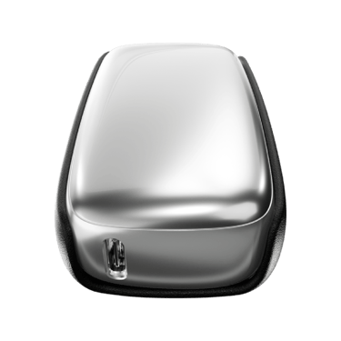 Stříbrný Ploom X Advanced černý kožený zadní panel black - pohled ze zadní strany se zařízením uvnitř