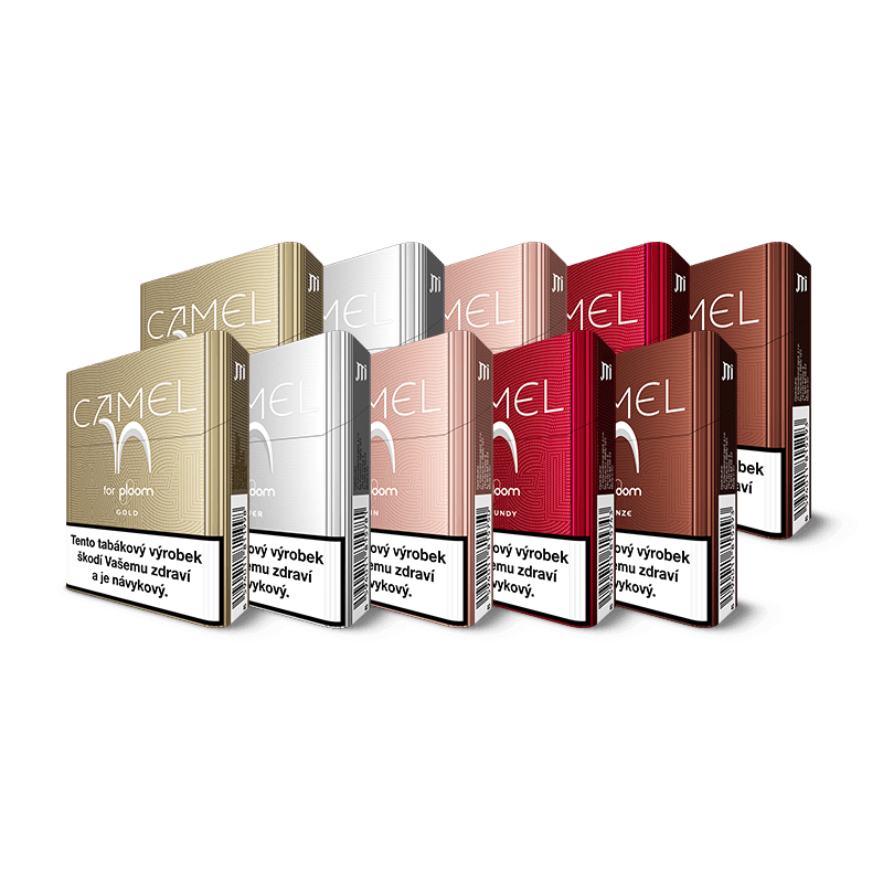 Krabičky Camel tabákových náplní - Gold, Silver, Tan, Burgundy a Bronze 