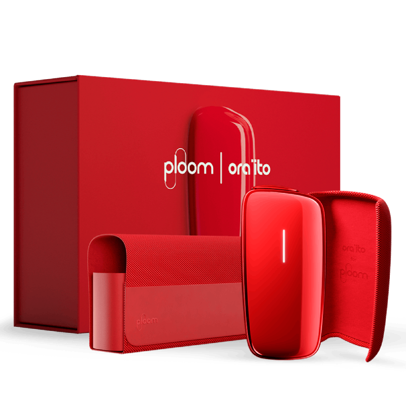 Limitovaná edice Ploom X Special Edition Red by Ora ïto - zařízení, textilnní zadní kryt a pouzdro v červené barvě