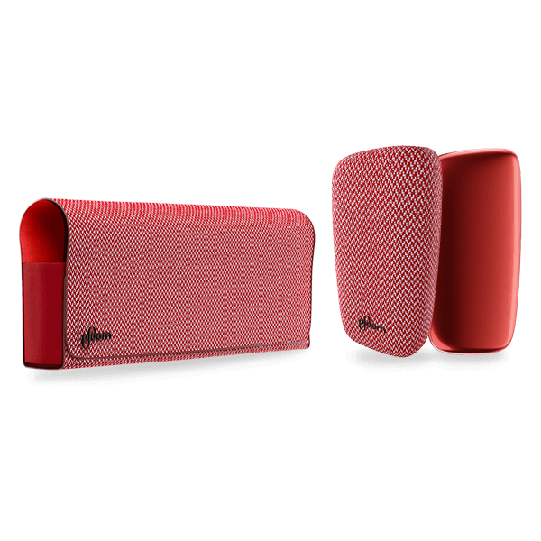 Sada červených doplňků pro Ploom X Advanced - textilní pouzdro, textilní zadní kryt a přední panel v barvě Red