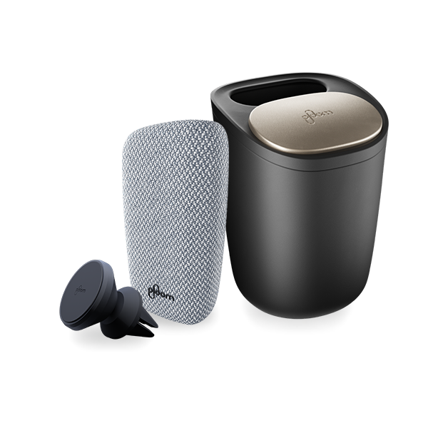 Držák do auta, velká dóza a šedivý zadní kryt pro Ploom X Advanced