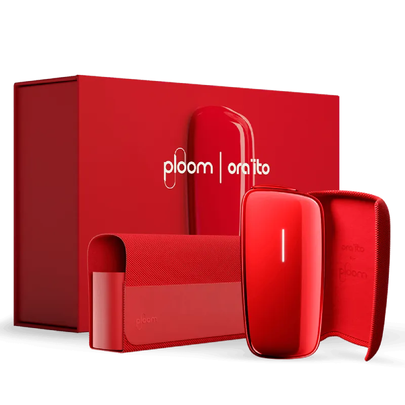 Limitovaná edice Ploom X Special Edition Red by Ora ïto - zařízení, textilnní zadní kryt a pouzdro v červené barvě