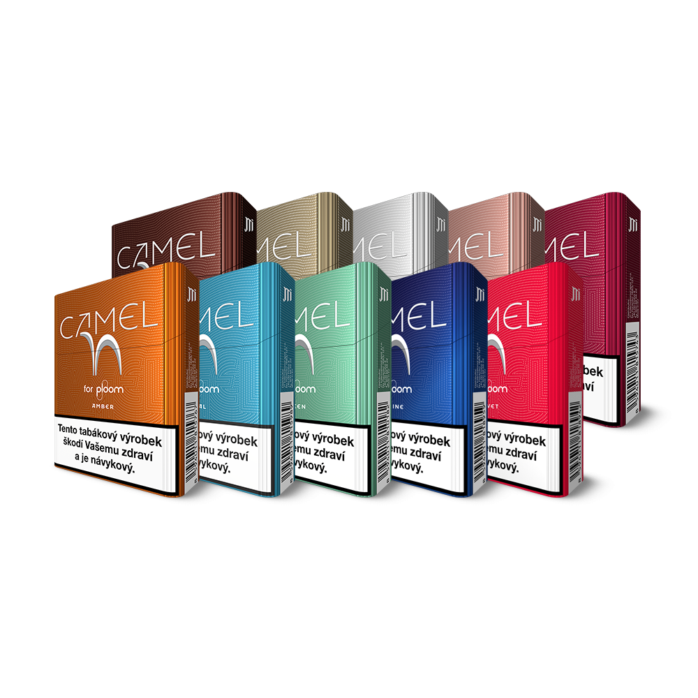 10 různých příchutí Camel náplní pro Ploom - Bronze, Gold, Silver, Tan, Burgundy, Amber, Teal, Green, Marine, Velvet