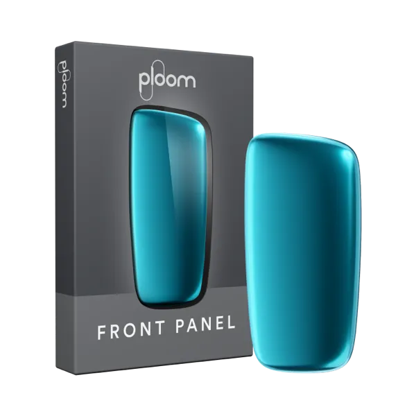 Balení a modrý Ploom X přední panel ocean blue - pohled zepředu