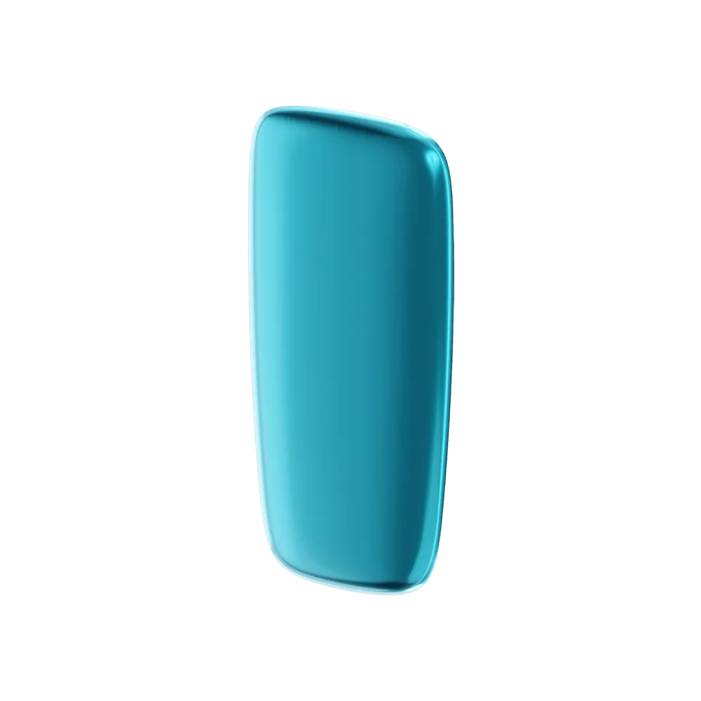 Modrý Ploom X přední panel ocean blue - pohled z přední a pravé strany